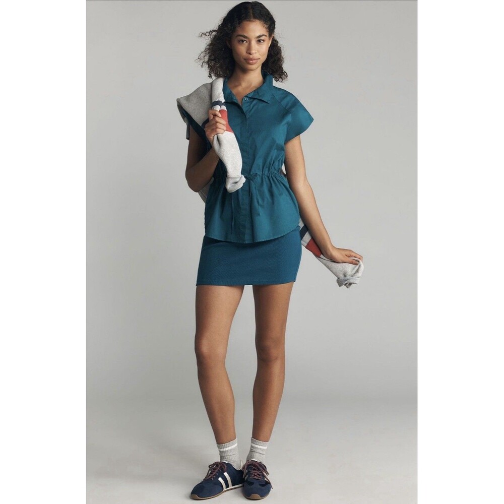 ANTHROPOLOGIE SUNDRY Women's LARGE New Sporty Twofer Mini Dress Green USA MADE